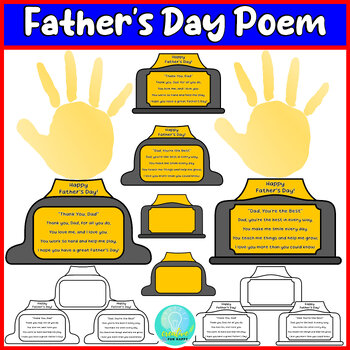 Preview of Father's Day Handprint, Father's Day Poem, Happy Father's Day Craft Card Gift