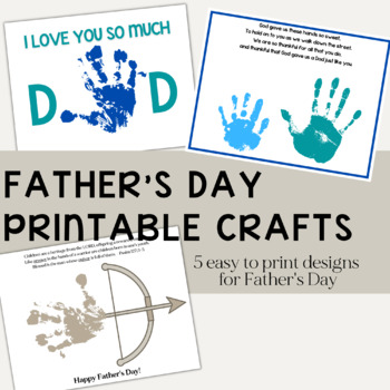 Father's Day Handprint Printable Craft Bundle with Bible Verse | TPT
