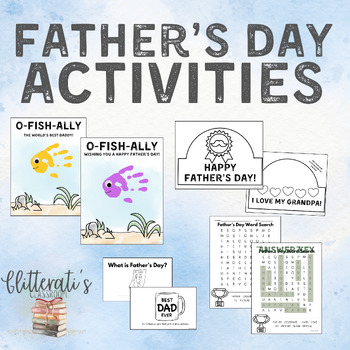Preview of Father's Day Hat Crown Emergent Reader No Prep Printable Craft Word Search