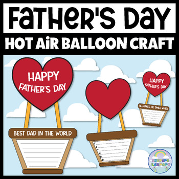 Preview of Father's Day Hot Air Balloon Craft & Writing Card Bulletin Board Acrostic Poem