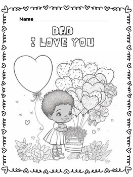 Preview of Father's Day I Love You Dad - Gifts For Dad Coloring Page - My Love For Dad