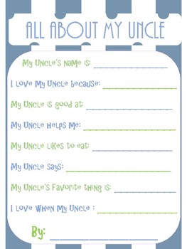 All About My Uncle Free Printable PRINTABLE TEMPLATES