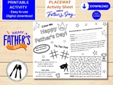 Father's Day Printable Placemat, Table Mat Activity Sheet,