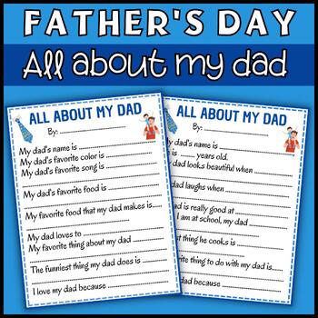 Preview of Father's Day Questionaire | All About My Dad | Father's Day Printable