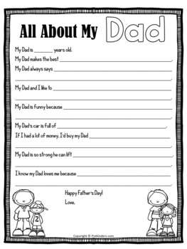 Father's Day Questionnaire - FREE by Karen Cox - PreKinders | TPT