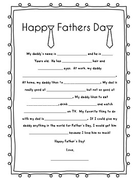 Father's Day Questionnaire by Early Childhood Resource Center | TpT