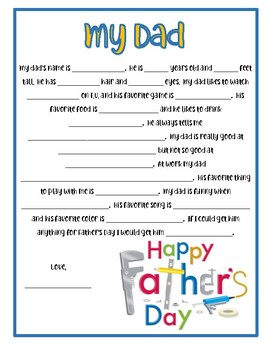 Father&rsquo;s Day Questionnaire by Early Childhood Resource Center | TpT