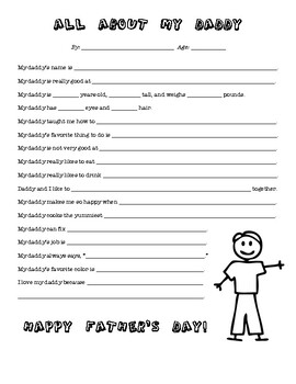 Fathers Day Printable  Fathers day questionnaire, Father's day