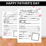 Father's Day Questionnaire Card and Craft, All About my Da