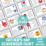 Father's Day Scavenger Hunt Clues, Treasure Hunt For Dad, 