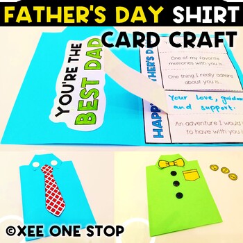 Preview of Father's Day Shirt Tie Card Craft Writing Prompts Project End of year activity