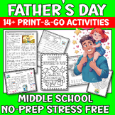 Father's Day Sub Plan or Independent Work Packet Middle & 