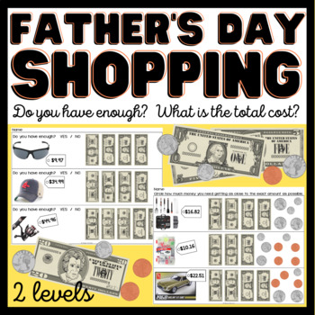 Preview of Father's Day Shopping Task Cards/ Worksheets- Money Math- Special Education
