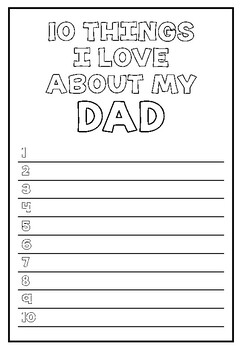 Father's Day Things I LOVE about my Dad by Mrs Savage | TPT