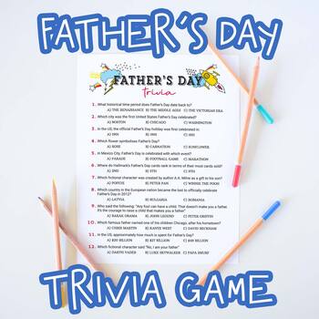 Preview of Father's Day Trivia Game | Fun Facts Activity Quiz + Questions About Dads
