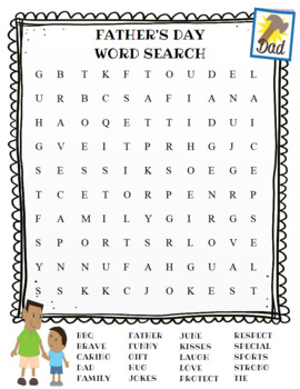 fathers day word search color and bw versions by celebration station