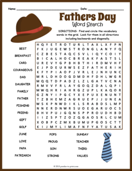 Father S Day Word Search Puzzle Worksheet Activity By Puzzles To Print
