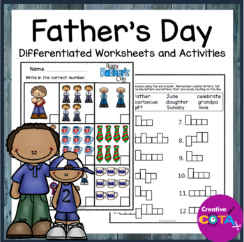 Preview of Occupational Therapy Father's Day Writing and Math Worksheets and Activities