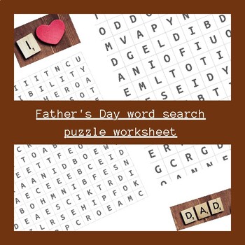 Preview of Father's Day word search puzzle worksheet