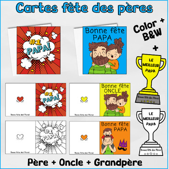 Preview of Father's day cards in French - Trophy template - Dad + Uncle + Grandpa