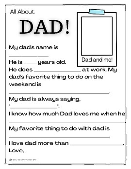 Preview of Father's day questionnaire "All about Dad"