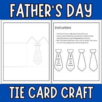 Father's day tie card craft | Card Writing Prompt Father's by teacher soka