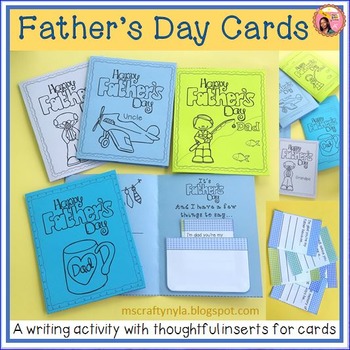 Father's Day Cards with Writing Prompts Inserted by Nyla's Crafty Teaching