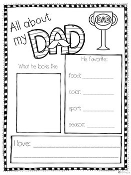 fathers day activities by my day in k teachers pay teachers