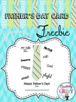 Preview of Father's Day Card Freebie by Creatively Crazy With Learning