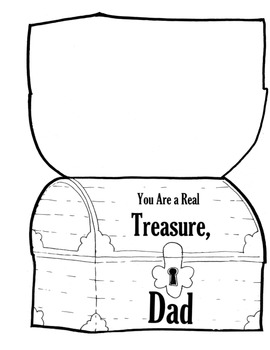 Father's Day Card Treasure Chest Dad Grandpa PIRATES THEME with Pirate Hat