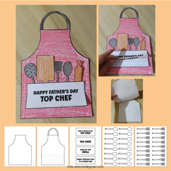 Fathers Day Craft Chef Card Writing Coloring Activities Father's Gift Cut  Apron