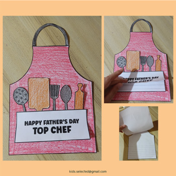 Fathers Day Craft Chef Card Writing Coloring Activities Father's Gift Cut  Apron