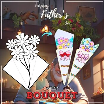 Preview of Fathers Day Craft 10 Flower Bouquet Summer End of the year digital resources DIY