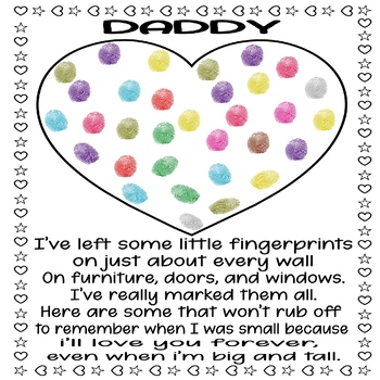 Preview of Fathers Day Fingerprint Poem Card Heart Shaped Craft For Kindergarten,Preschool