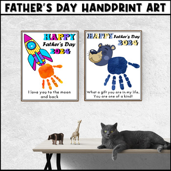 Our Family Handprint Art Printable Fathers Day Handprint Art Gift for New  Dad First Fathers Day 