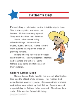 Preview of Father's Day Lesson and Activities – National Holidays Informational Text