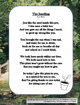 Preview of Father's Day / Mother's Day / Family Day Poem - "The Seedling"