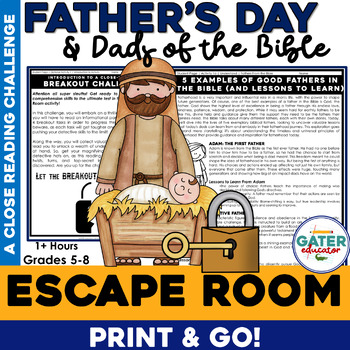 Preview of Fathers Day Printables | Escape Room | Bible Lesson Kids | Sunday School Lessons