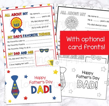 Fathers Day Questionnaire, All About My Dad, Fathers Day Card, Super Dad