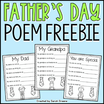 Preview of Father's Day Poem Freebie