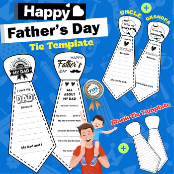 Preview of Fathers Day Tie Template, Father's Day Craft - Gift for any Special Men