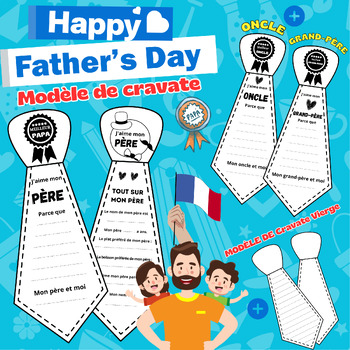 Preview of Fathers Day Tie Template in French, Father's Day Craft -Gift for any Special Men