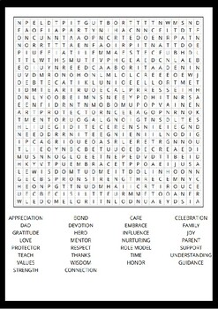 Fathers Day Word Search Puzzle No prep Activity Worksheets, Morning Work