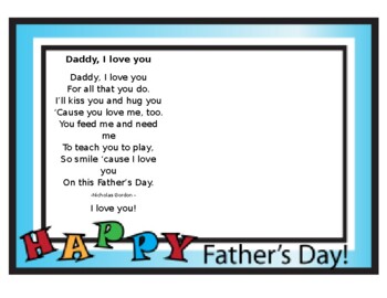 Free Father's Day Poem Printable for Preschoolers