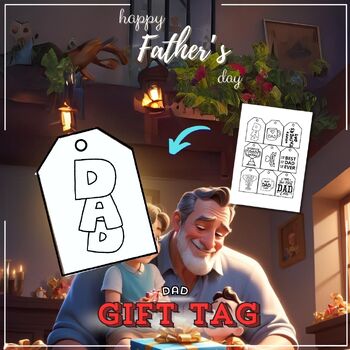 Preview of Fathers day 36 Gift tags Craft DIY End of Year Activities Card Summer Clipart