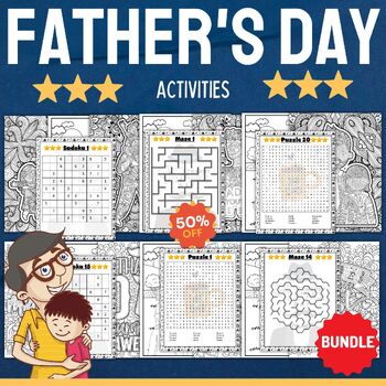 Preview of Fathers day Activities And Brain Games - Fun End of the year Bundle Activities