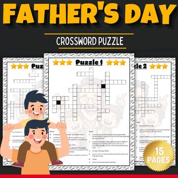 Preview of Fathers day Crossword Puzzles with Solution - Fun Father's day Games Activities