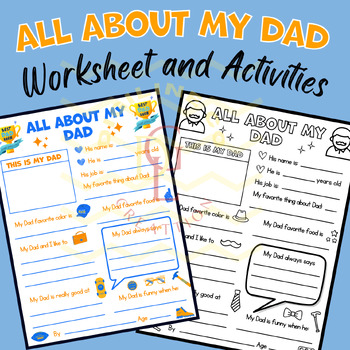 Preview of Fathers day Questionnaire Writing Prompt activity All about me & my dad primary