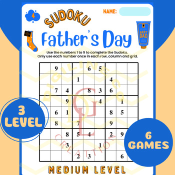 Preview of Fathers day SUDOKU critical thinking morning work math activities middle 7th 8th