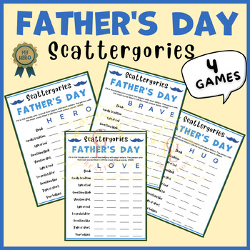 Preview of Fathers day Scattergories activity school game Puzzle riddle sight word middle